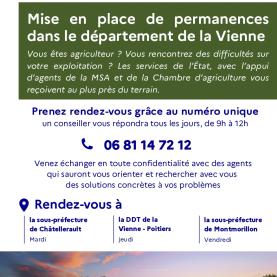 Permanences agricoles dans les Sous-Préfectures de la Vienne